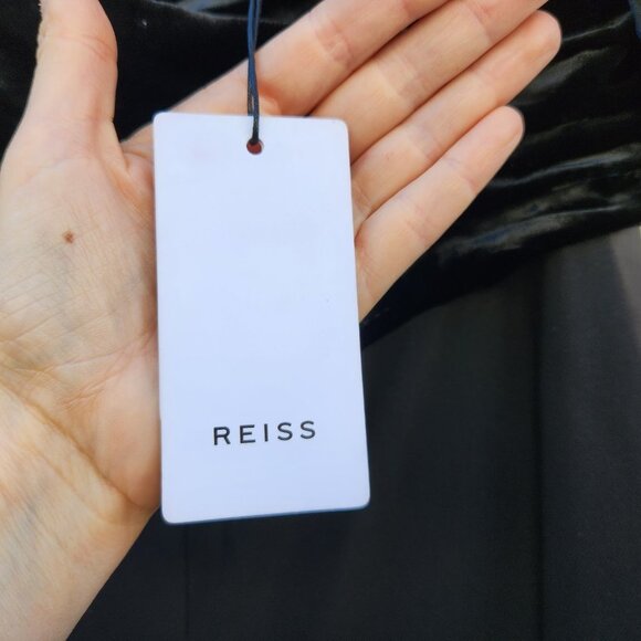 Reiss Julianna Puff Sleeve Velvet Off-Shoulder Jumpsuit - Picture 10 of 12